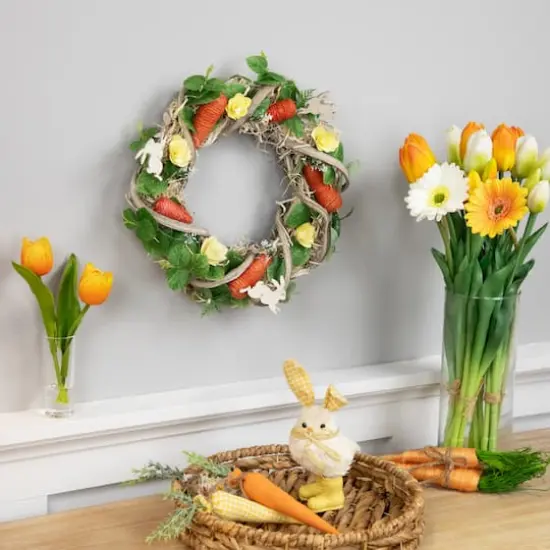 11.5" Mixed Floral & Carrots Easter Wreath {3}