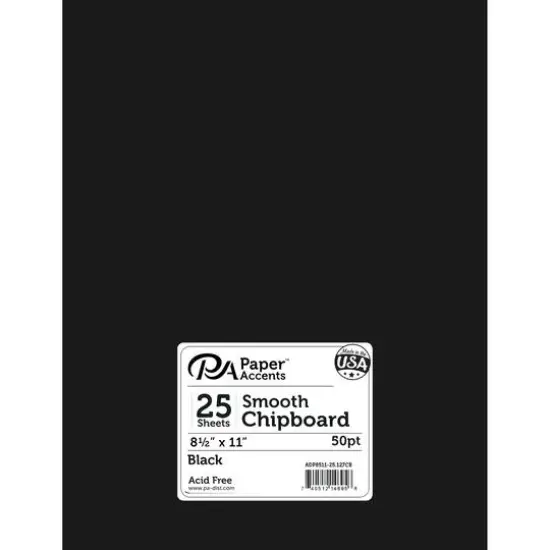 PA Paper&trade; Accents Black 8.5" x 11" 50pt. Heavy Chipboard, 25 Sheets {1}