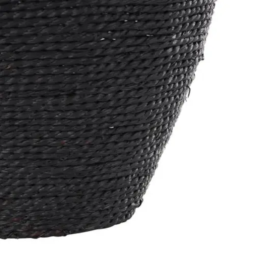 13" Black Handmade Wrapped Pot Metal Vase {6}