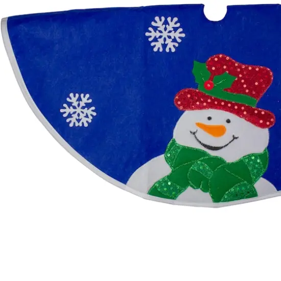 20" Blue Mini Tree Skirt with Embellished Snowman {5}