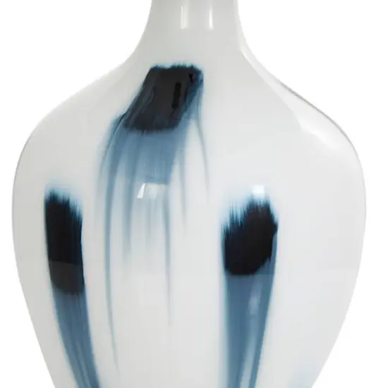 2ft. White Glass Abstract Accent Lamp with Blue Drip Splatter Design {4}