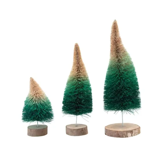 Hello Honey&reg; Green Ombre Bottle Brush Tree with Wood Base {4}