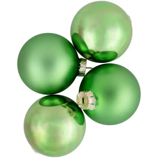 6ct. 3" Shiny & Matte Green Glass Ball Ornaments {6}