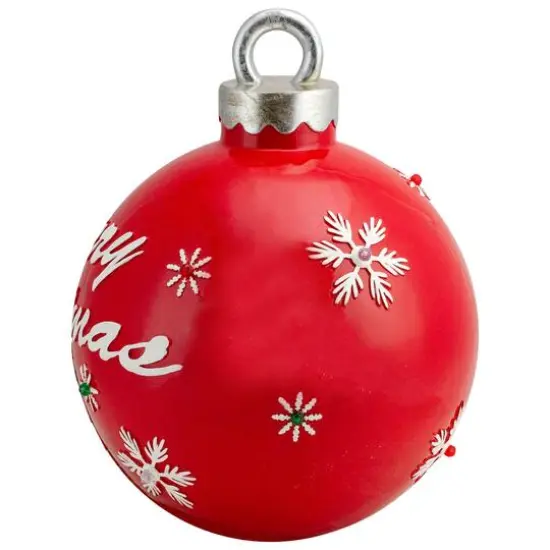 15" LED Lighted Red Merry Christmas Ball Ornament Decoration {5}
