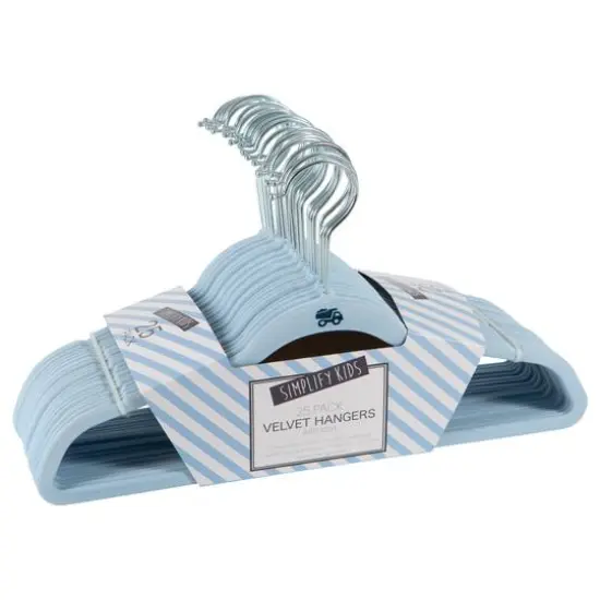Simplify Kids Velvet Hangers, 25ct. Light Blue {1}