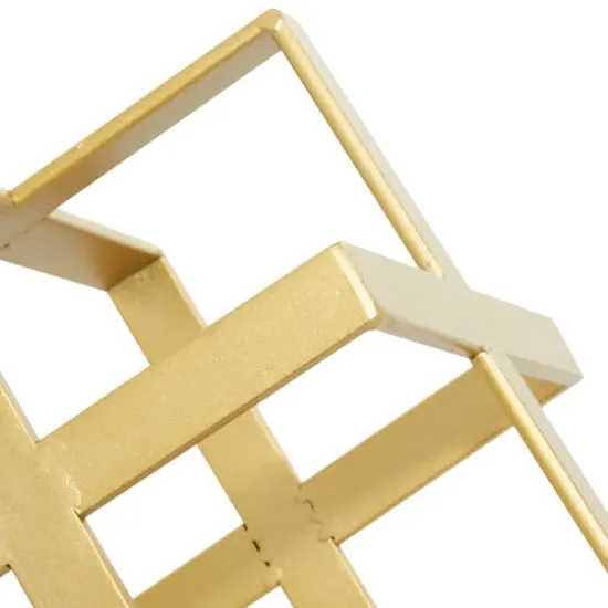 Gold Metal Glam Geometric Cube Sculpture Set {5}
