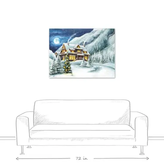 Cabin In The Mountains 40x30 Canvas Wall Art {6}