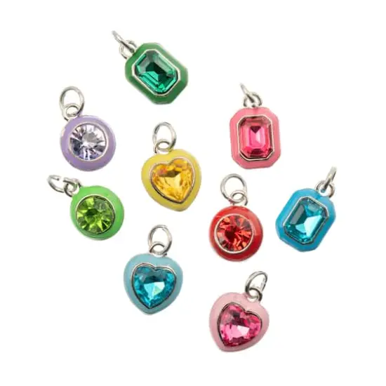 Crystal Lane DIY Silver Enamel Rhinestone Charms, 9ct. {1}