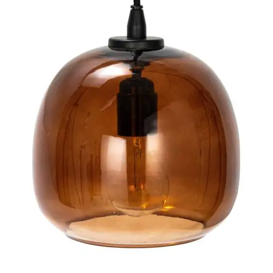Hello Honey® 8.25" Amber Round Glass & Metal Pendant Lamp with Hardwire {9}