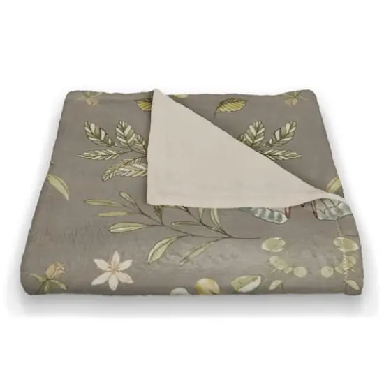 Butterfly Pattern Coral Fleece Blanket Gray {3}