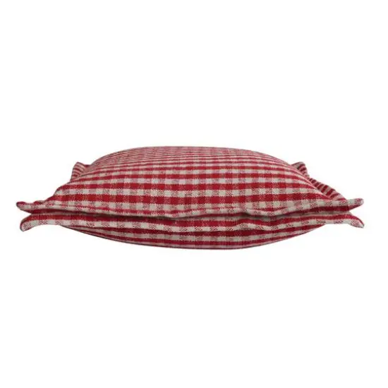 Hello Honey&reg; 18" Red & White Gingham with Flanged Edge Woven Recycled Cotton Pillow {4}