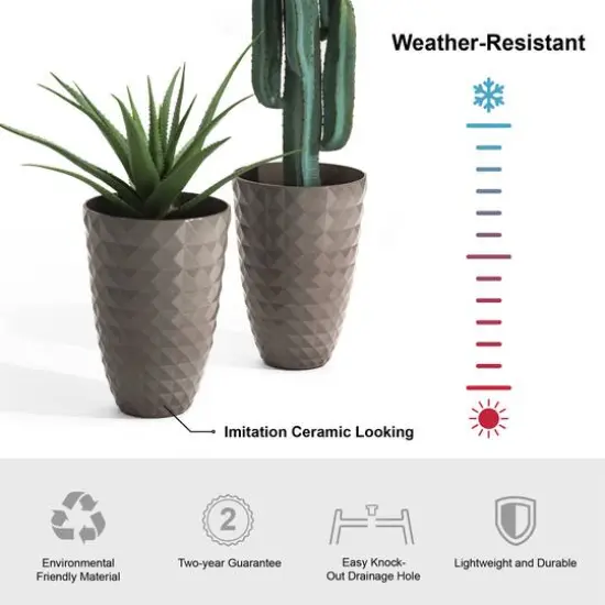 Glitzhome&reg; 19.7" Eco-Friendly Oversized Faux Ceramic Pot Planters, 2ct. Sand Beige {7}