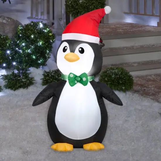 3.5ft. Airblown&reg; Inflatable Christmas Penguin in Santa Hat {6}