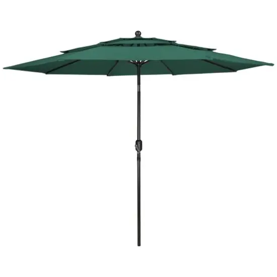 9.75ft. Outdoor Patio Market Umbrella with Hand Crank & Tilt Green {1}