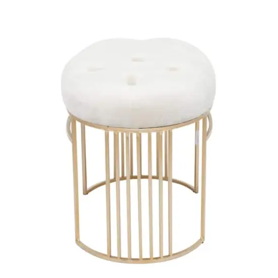 24" Velvet & Metal Glam Bench White {4}