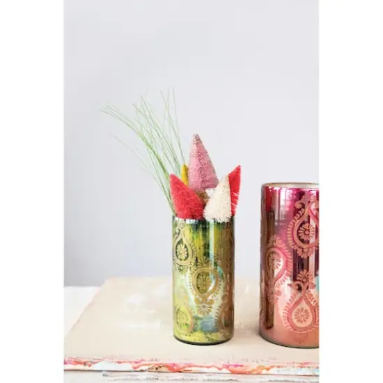 Hello Honey&reg; 7.5" Round Etched Mercury Glass Vase {3}