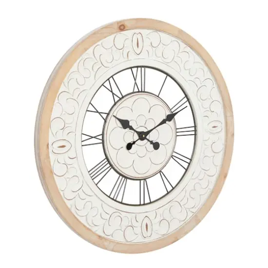 White Wood Farmhouse Wall Clock, 32" x 32" x 2" {3}