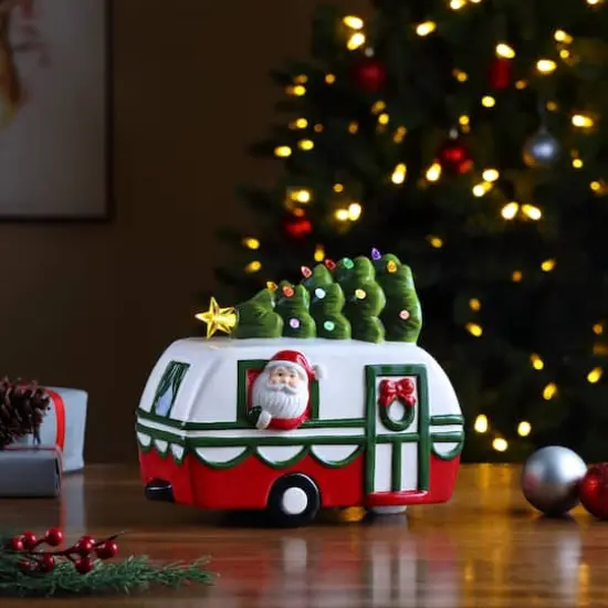 10" Nostalgic Ceramic Santa Camper {3}