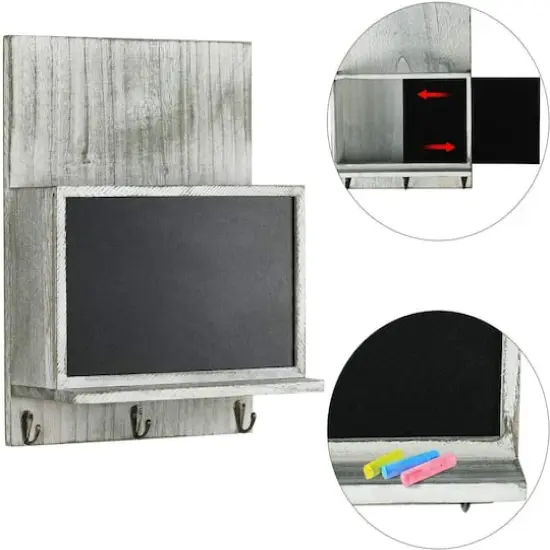 NEX™ 16" Olive Green Wall-Mounted Key & Mail Holder with Chalkboard {4}