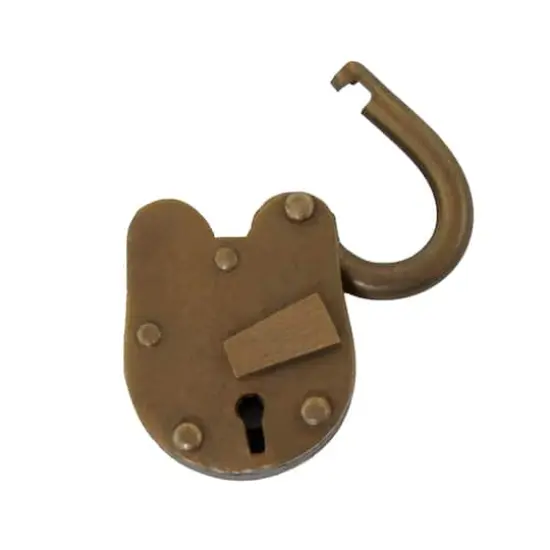 3" Bronze Metal Studded Lock and Key with Distressed Details {5}