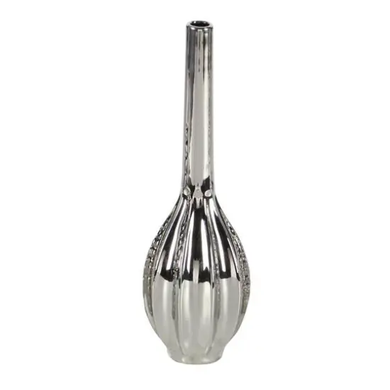 13" Silver Ceramic Glam Vase Set {5}