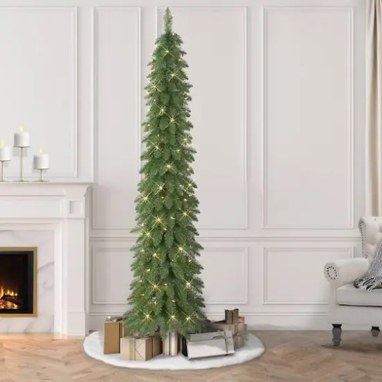 7ft. Pre-Lit Alpine Artificial Pencil Tree, Clear Lights {3}