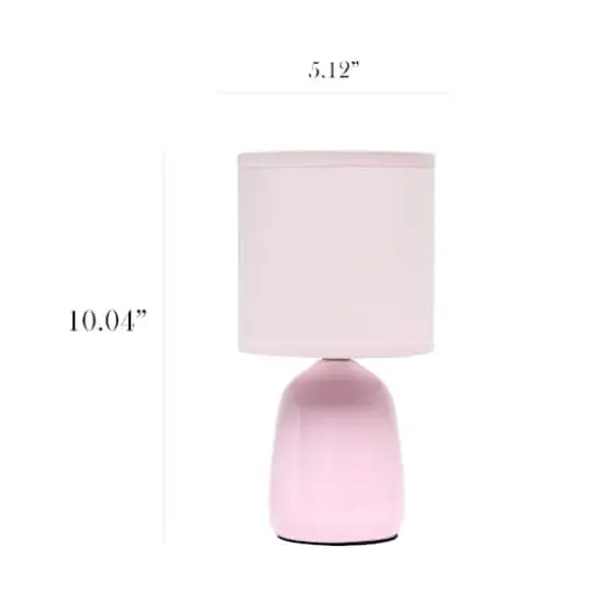 Simple Designs 10" Thimble Base Ceramic Table Lamp Light Pink {4}