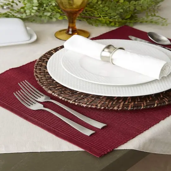 DII&reg; Ribbed Cotton Placemats, 6ct. Wine {4}