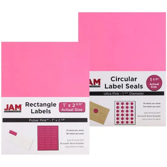 JAM Paper Fuchsia Pink Mailing Address Label Combo Set {1}