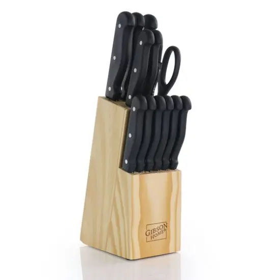 Gibson Home&reg; Westover 13-Piece Black Stainless Steel Cutlery Set with Wood Storage Block {4}