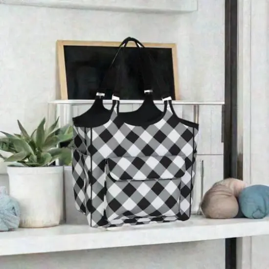 Everything Mary Black & White Check Everything Tote {1}