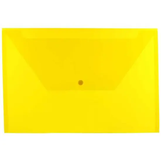 JAM Paper 9.8" x 14.5" Plastic Snap Closure Envelopes, 12ct. Yellow {1}