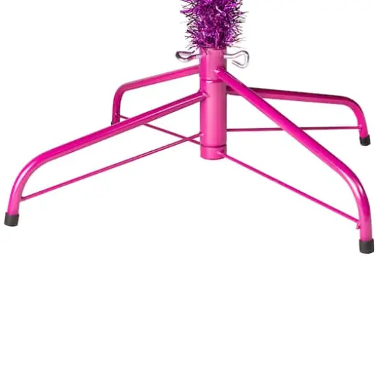 7ft. Pre-Lit Purple Artificial Tinsel Christmas Tree, Clear Lights {7}