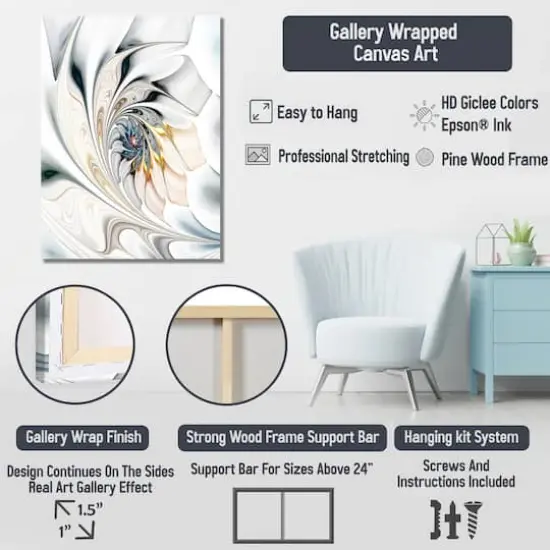 Designart 'Black, White And Gold Expression I' Modern Canvas Wall Art {6}