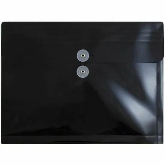 JAM Paper 9.75" x 13" Black Plastic Button String Expansion Booklet Envelopes, 108ct. {1}