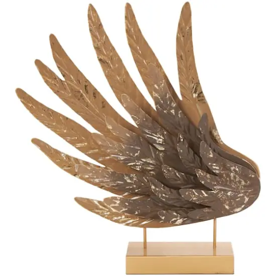 18" Gold Bird Wing Tabletop Sculpture Set {4}