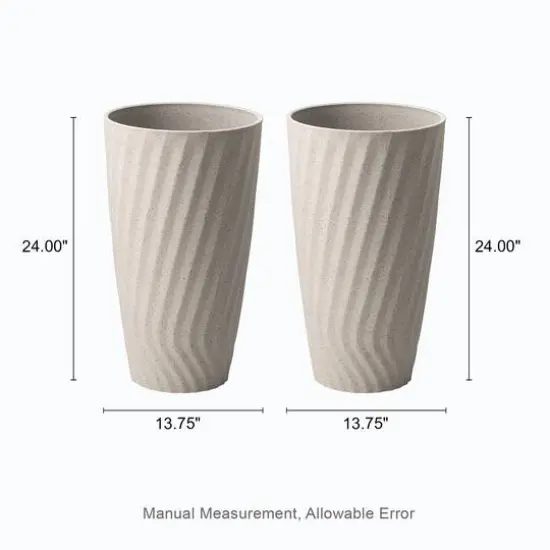 Glitzhome&reg; 24" Sand Beige Faux Terrazzo Wave Textured Ceramic Planters, 2ct. {9}