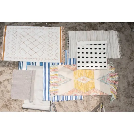 Hello Honey&reg; Natural & Mustard Cotton Tufted Rug with Fringe, 4ft. x 6ft. {4}