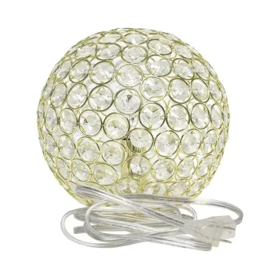 Lalia Home 8" Medium Metal Crystal Round Orb Table Lamp Gold {10}