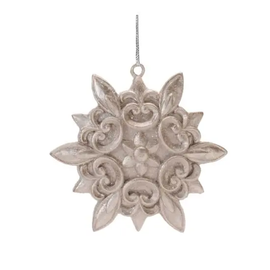 Ornate Champagne Snowflake Ornaments Set {6}