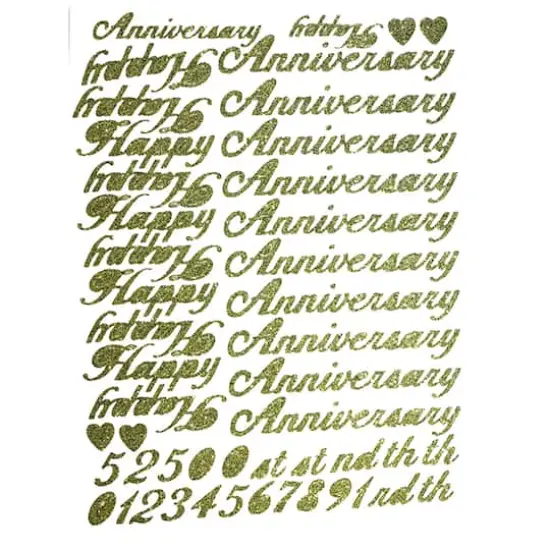 JAM Paper Gold Happy Anniversary Script Stickers Floral Adhesive {1}