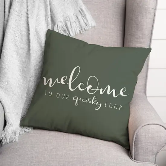 18" x 18" Quirky Coop Versatile Throw Pillow Sage {3}