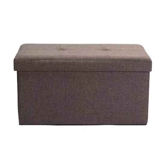 Simplify 30" Faux Linen Double Folding Storage Ottoman Espresso {4}