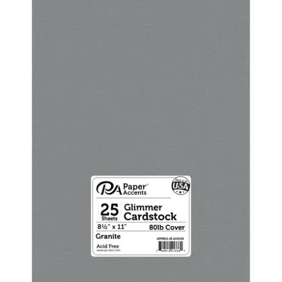 PA Paper&trade; Accents Glimmer 8.5" x 11" Cardstock, 25 Sheets Granite {1}