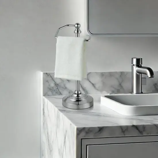 SunnyPoint 16.75" Satin Nickel Deluxe Free Standing Heavy Weighted Countertop Fingertip Towel Holder Stand {5}