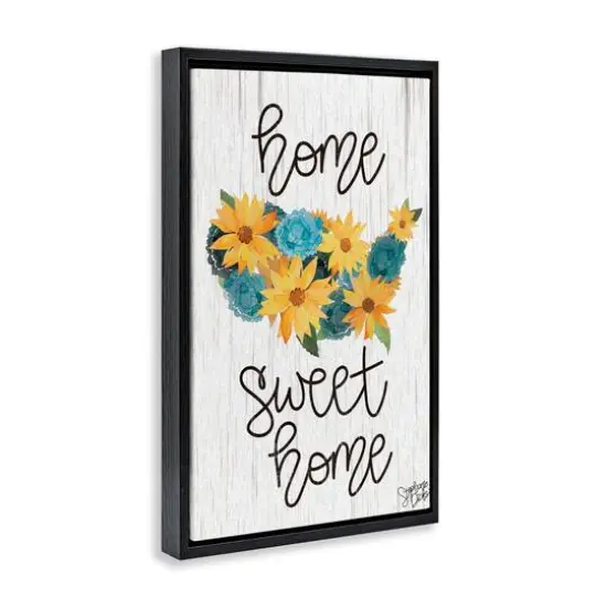 Stupell Industries Floral Americana Phrase Floater Framed Art Black {4}