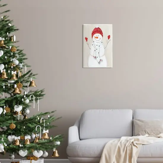 Stupell Industries Seasonal Snowman Smiling Red Hat Wall Plaque Art {3}