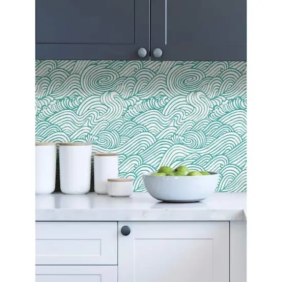 NuWallpaper Teal Saybrook Peel & Stick Wallpaper {6}