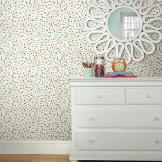 RoomMates Confetti Peel & Stick Wallpaper Pink and Blue {9}