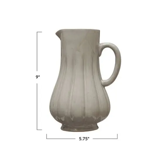 Hello Honey&reg; 62oz. Reactive Glaze Stoneware Fluted Pitcher {1}
